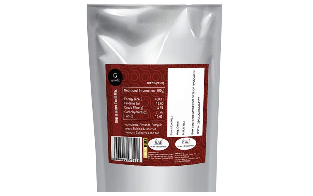 Grow Fit Goji & Nuts Trail Mix    Pack  30 grams